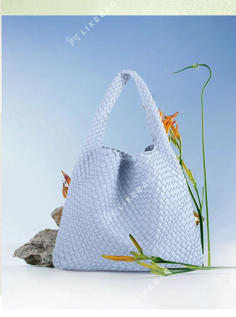 LIKEBAG Fashion Ladies Original Hand Woven Handbag PU Leather Woven Women Large Capacity Tote Bag With Small Bag 24Hr Smart